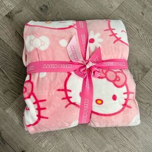 Hello Kitty Sanrio Pink Bows Daisy Plush Twin Blanket-Pink-60x90-Valentines